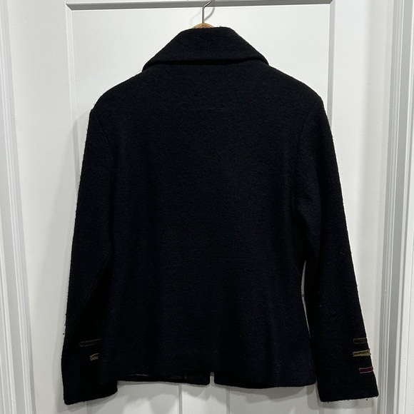 Carson Black Wool Swing Jacket with Decorative Buttons Appliquéd Fabric - Size M - Picture 7 of 16